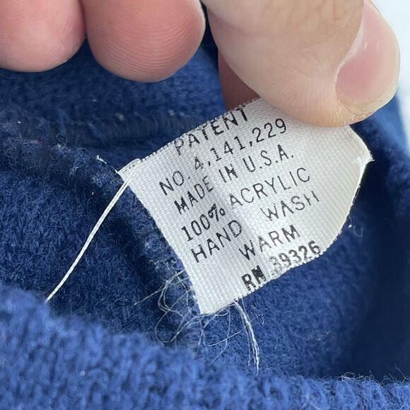 Vintage 90s Notre Dame Fighting Irish Blue Knit Brimmed Stocking Beanie Pom Hat - Picture 12 of 14